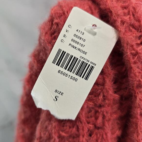 By Anthropologie Sweater Women Small Salmon Coral Wool Ruffle Off Shoulder - Picture 8 of 12